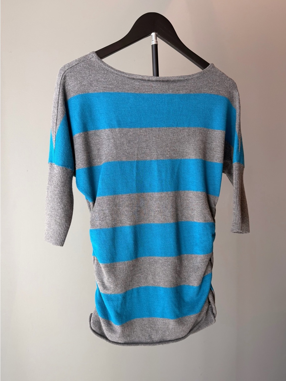 Dots Vintage Y2K Women's Medium Striped Sweater Shirt Retro Blue Gray Casual Tee - Picture 8 of 12